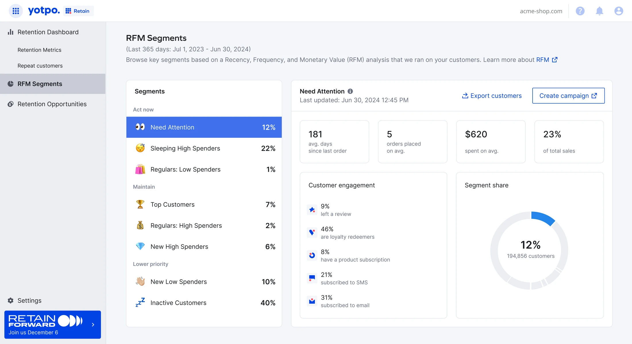 RFM Segments page
