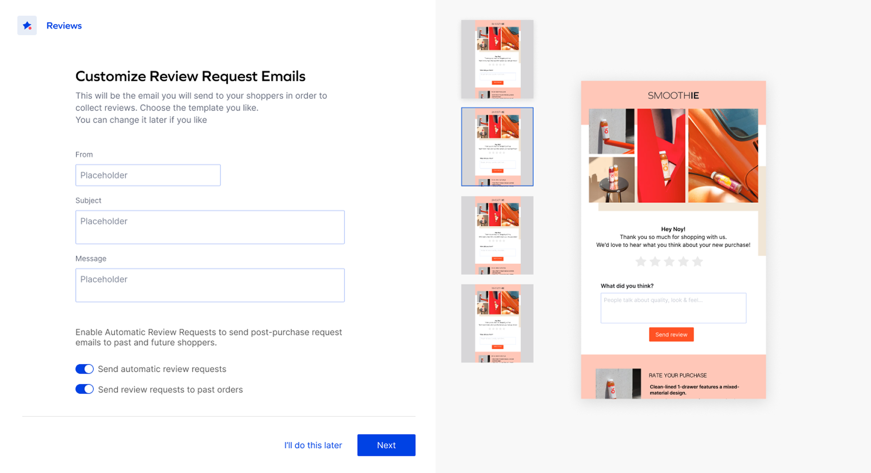 Review request email, first iteration