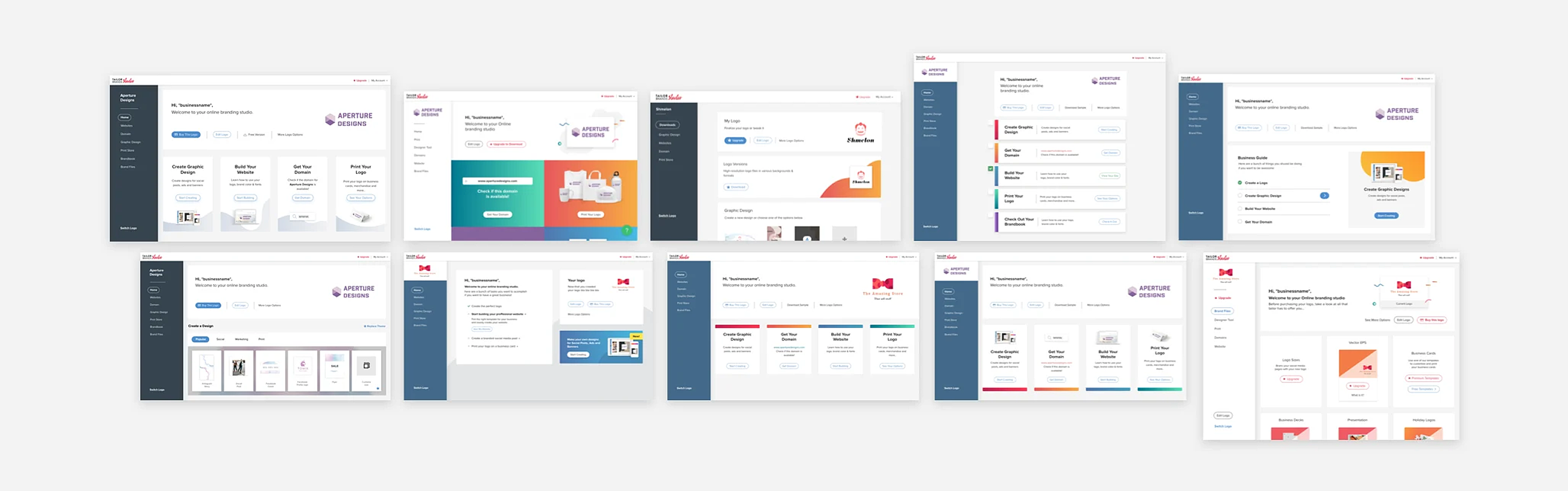 Studio redesign screen variations continued